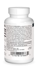 Back of Source Naturals R-Lipoic Acid 100 mg 30-tablet bottle