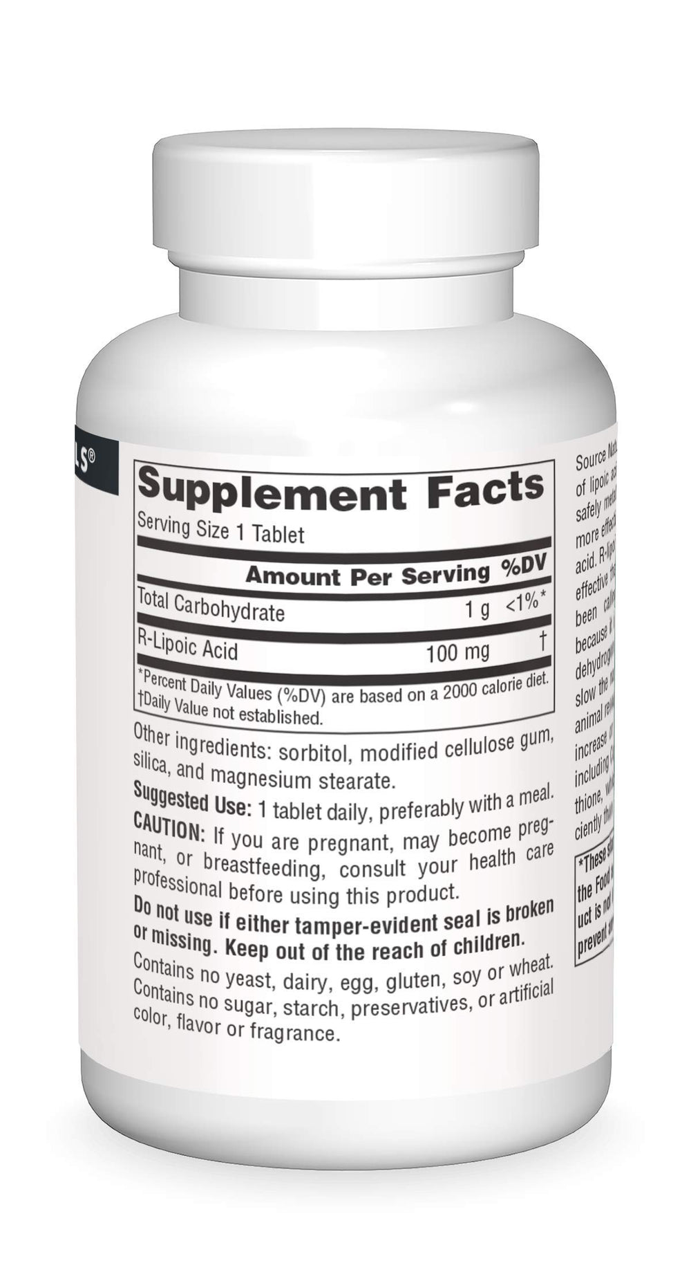 Ingredients list for Source Naturals R-Lipoic Acid