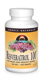 Source Naturals Resveratrol 100 mg bottle with 240 tablets