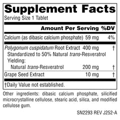 Front label of Source Naturals Resveratrol bottle
