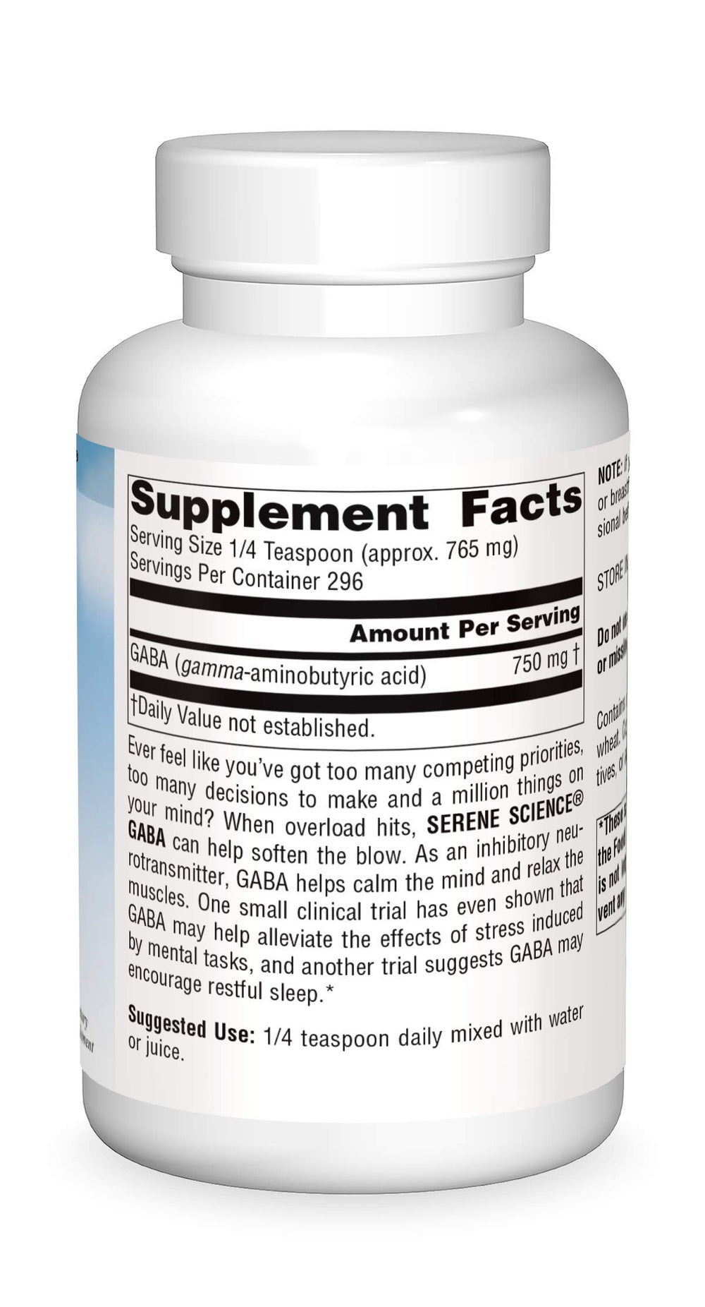 Measuring scoop with Serene Science GABA powder