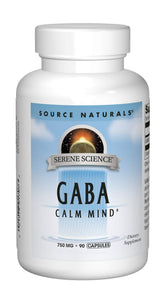 Front view of Source Naturals Serene Science GABA 750mg bottle