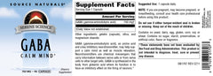 90 capsules bottle of Source Naturals GABA Serene Science