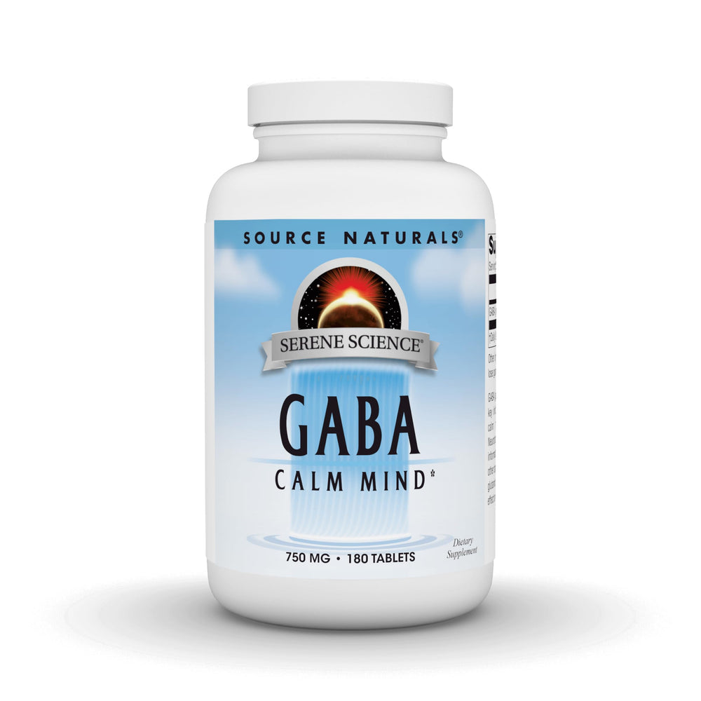 Source Naturals Serene Science GABA 750 mg Calm Mind bottle with 180 tablets