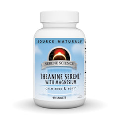 Source Naturals Serene Science L-Theanine with Magnesium and GABA – 60 tablets bottle and label