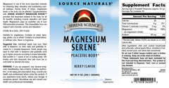 Ingredients and allergen information for Serene Berry magnesium supplement