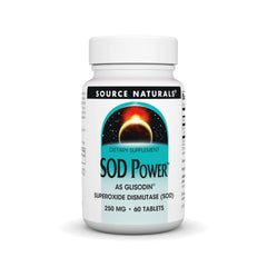 Source Naturals SOD Power bottle label highlights GliSODin for antioxidant support.