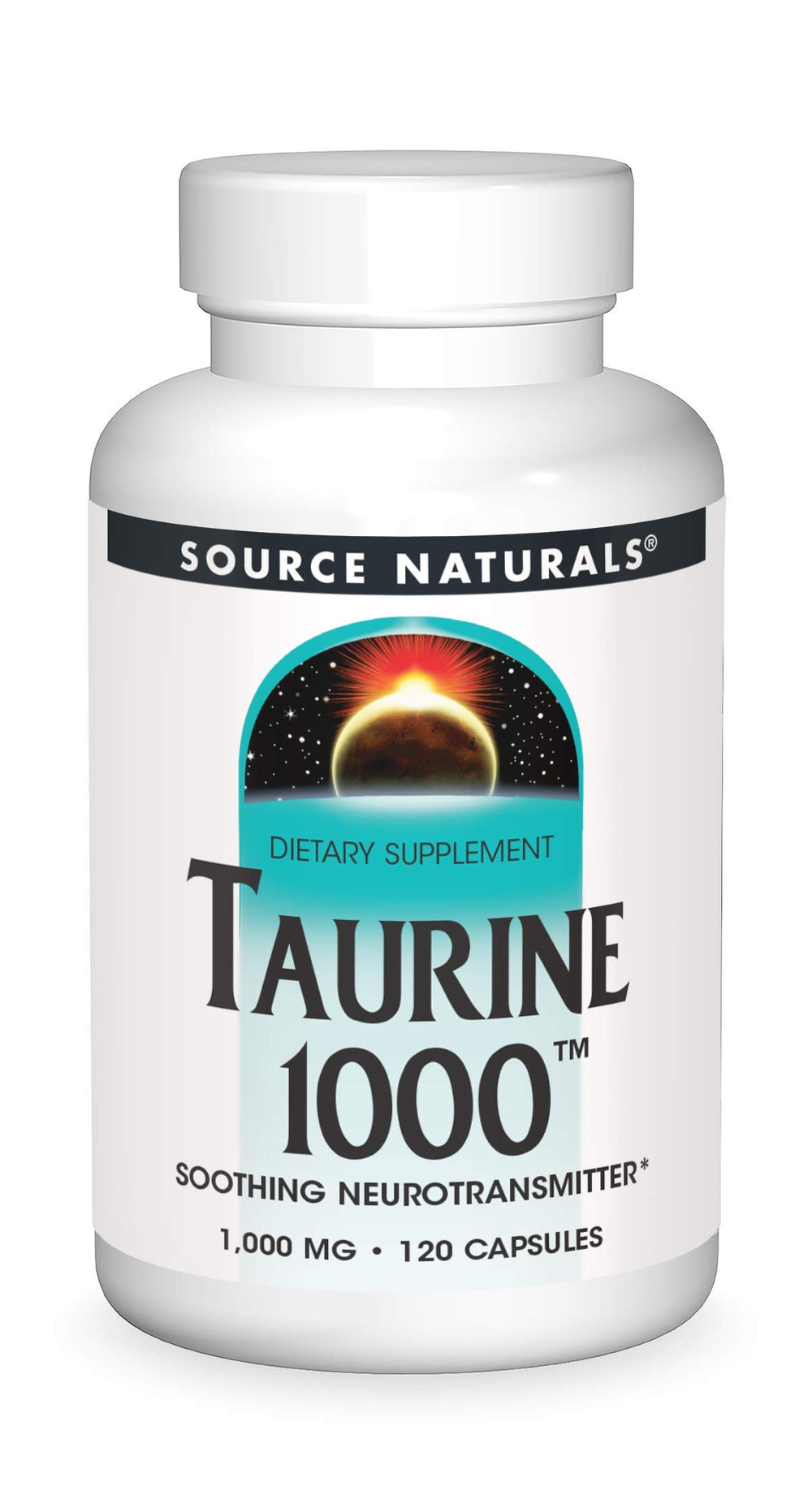 Bottle of Source Naturals Taurine 1000 mg 120 capsules