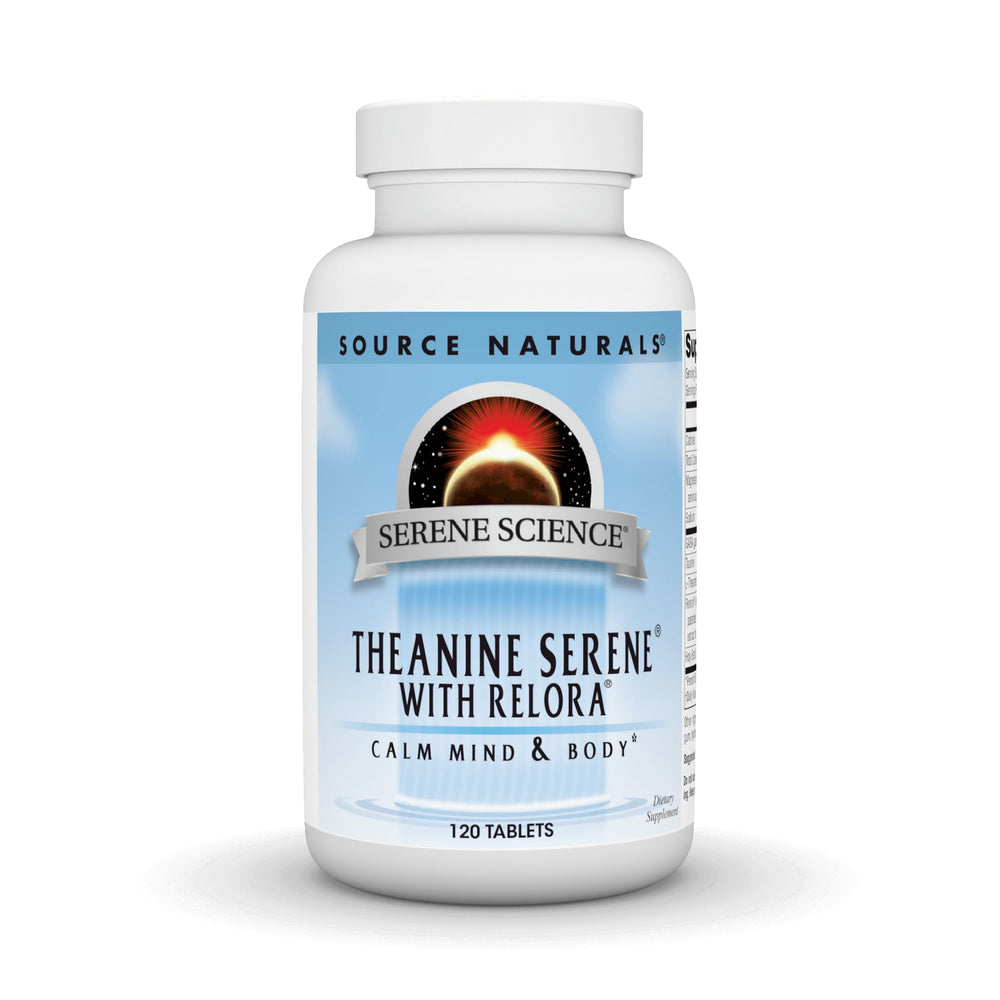 Bottle of Source Naturals Theanine Serene with Relora 120 tablets