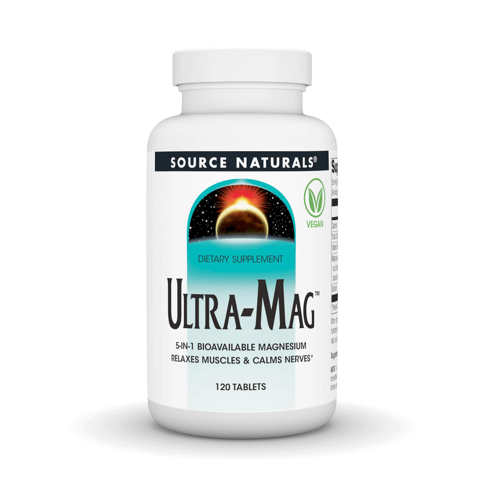 Front view of Source Naturals Ultra-Mag label on bottle