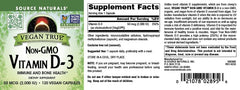 Back of bottle showing supplement facts