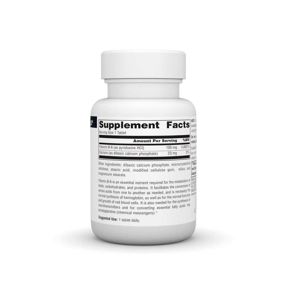Product label showing Vitamin B-6 100mg ingredients