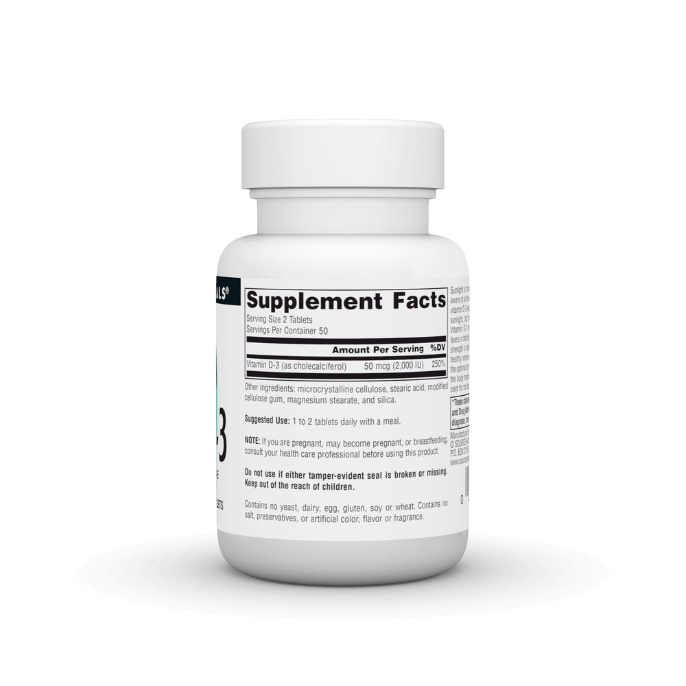 Dosage information on Vitamin D-3 bottle label