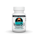 Bottle front view of Source Naturals Vitamin D-3 1000 IU, 100 tablets