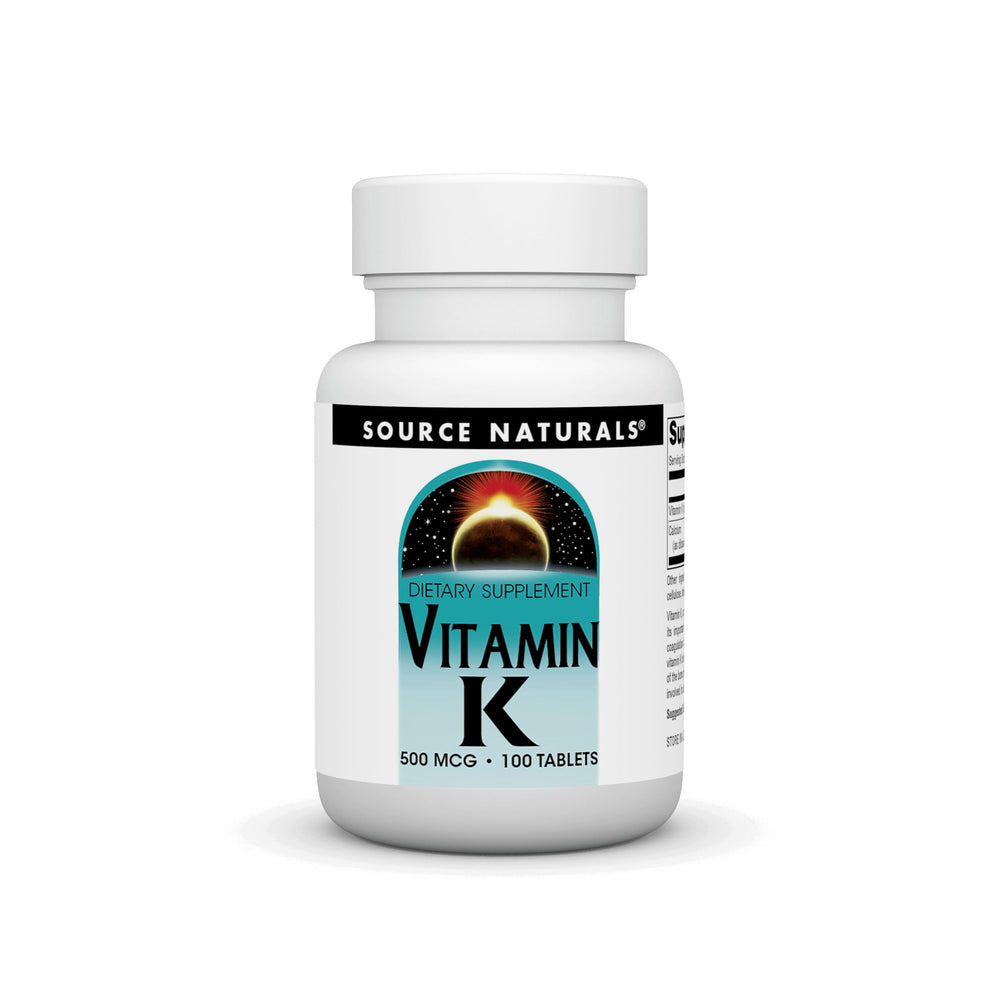 Bottle of Source Naturals Vitamin K 500 mcg 100 tablets