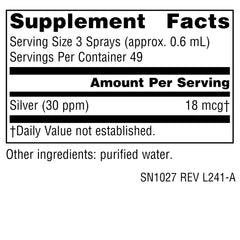 Box packaging for Source Naturals Wellness Colloidal Silver Throat Spray 1 fl oz