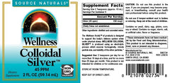 Close-up of product label showing 45 ppm colloidal silver