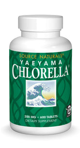 Product front label: Source Naturals Yaeyama Chlorella Green Superfood with Plant-Based B12