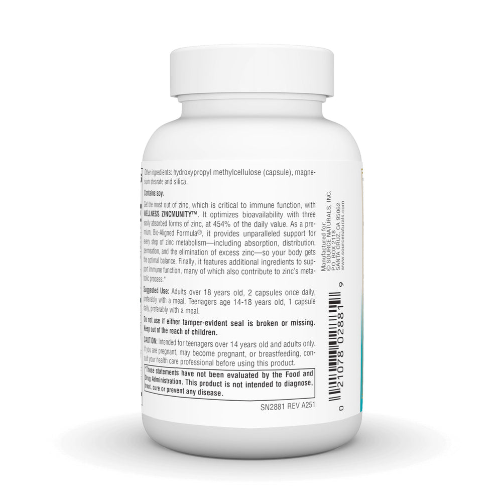 ZincMunity label showing dosage and ingredients