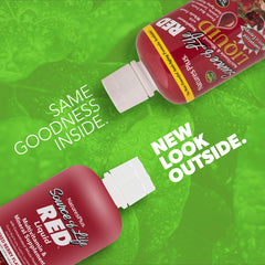Side view of Source of Life RED 30oz two-pack bottles