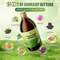 Soursop Bitters 16 oz liquid bottle side view
