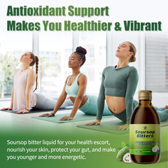 Soursop Bitters Liquid on a kitchen counter with herbs