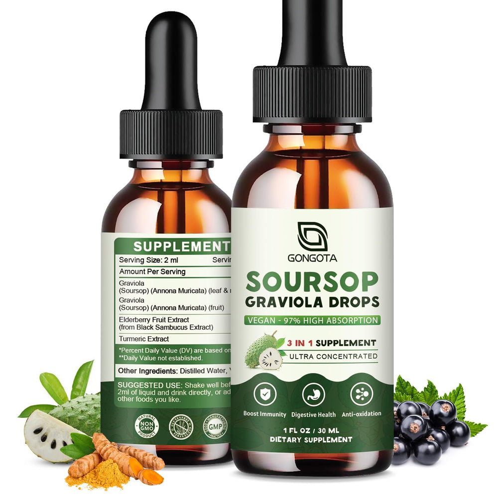 Bottle of Soursop Graviola Leaf Extract Drops 2 oz