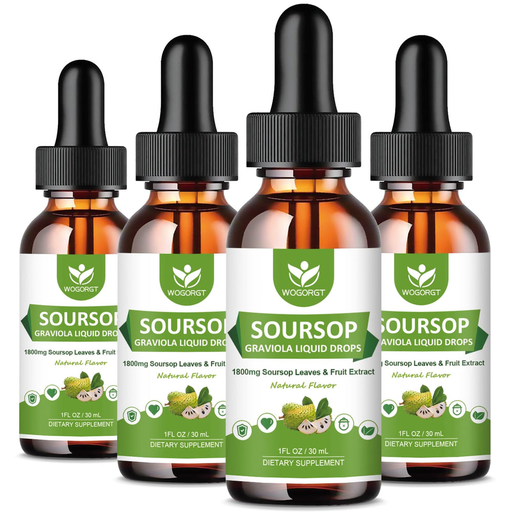 Four-pack packaging of Soursop Graviola Liquid Drops