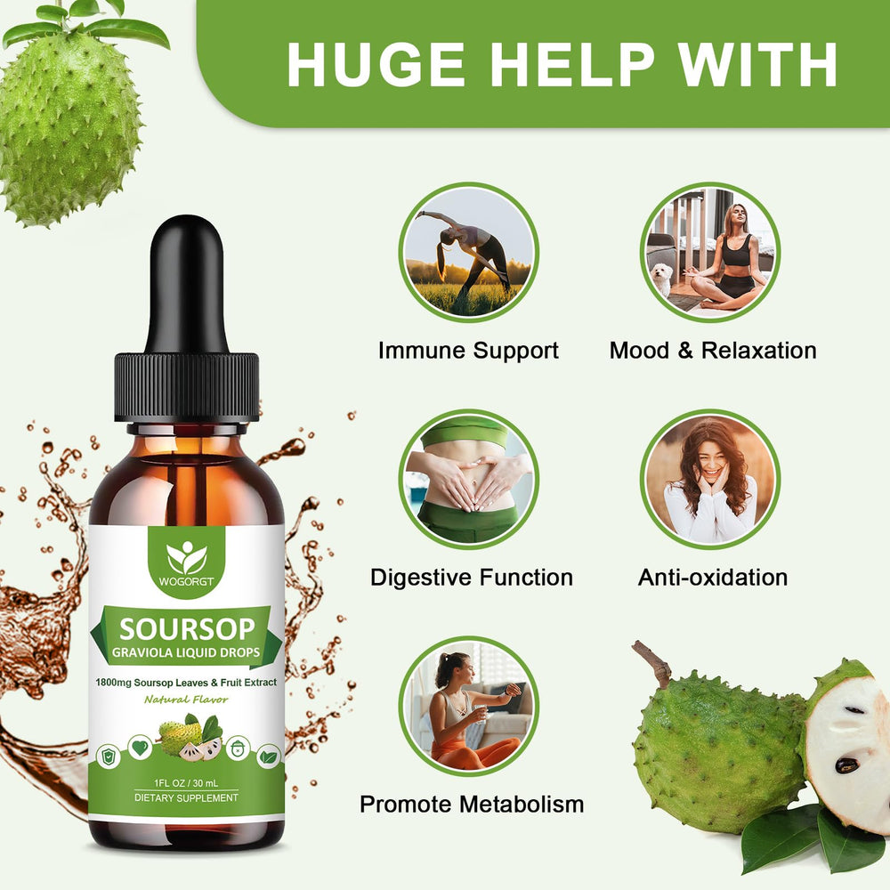 Bottle of Soursop Graviola Liquid Drops - front view