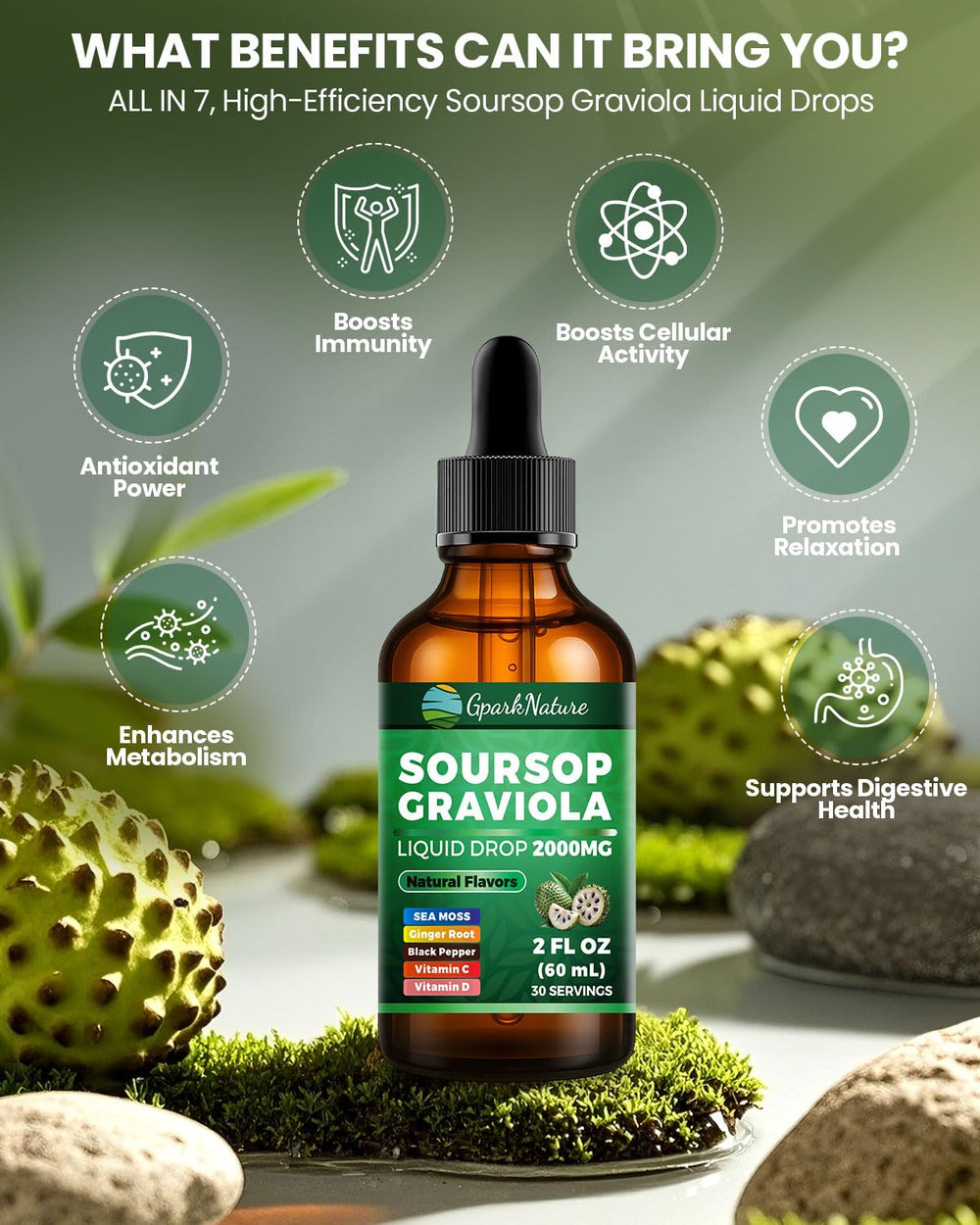 Pouring Soursop Drops into a glass