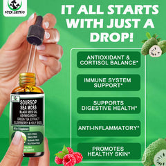 Side view of Soursop Drops bottle