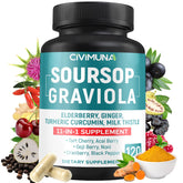 Bottle of Soursop Graviola Capsules with Elderberry and Turmeric