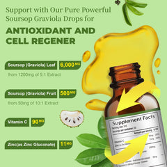 Two-pack Soursop Graviola Drops bottle back view with label