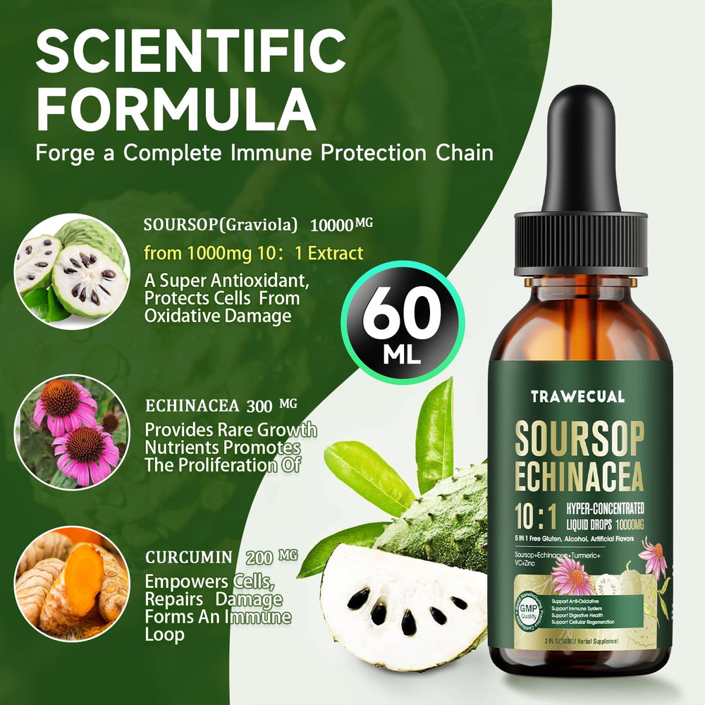 Echinacea and Turmeric included in soursop liquid drops