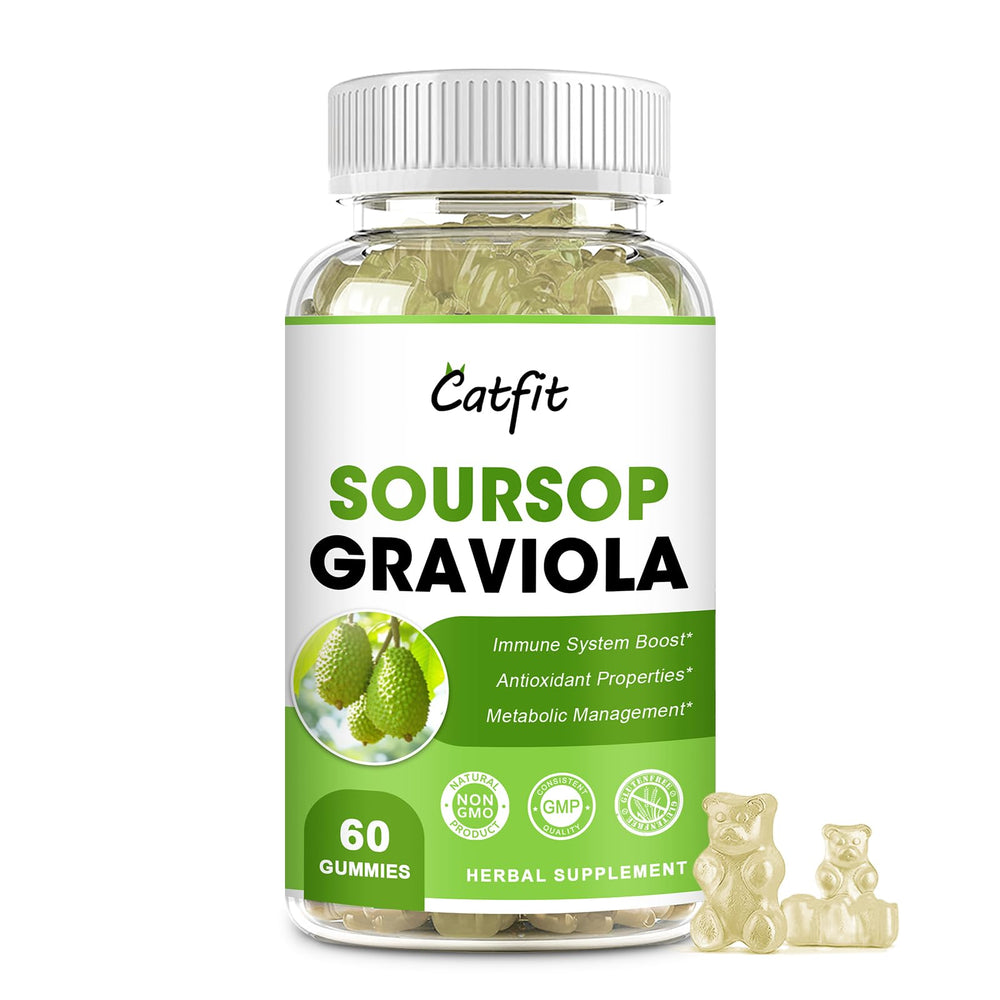 Bottle of Soursop Graviola Gummies with label