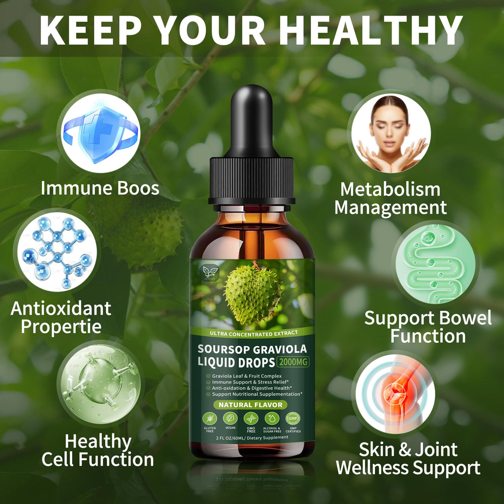 Close-up of Soursop Graviola Liquid Drops dropper