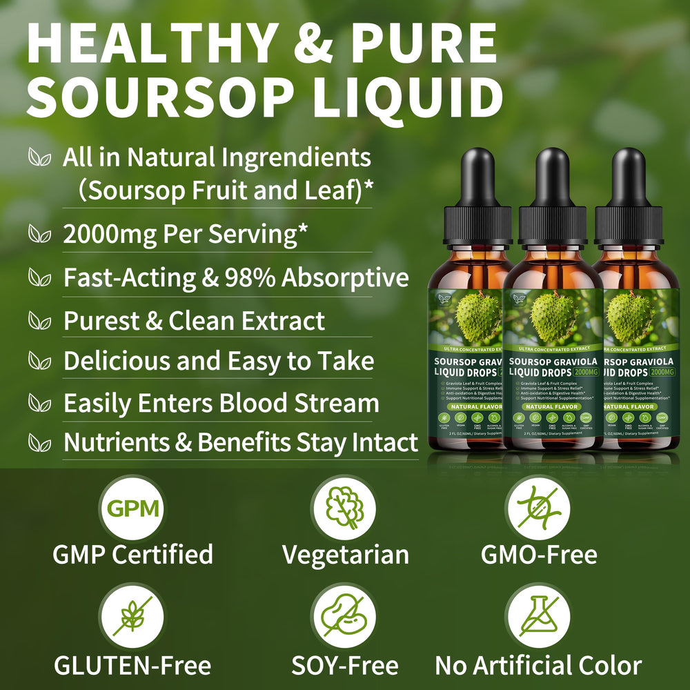 Ingredient visuals for Soursop Graviola Drops