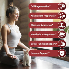 collage of soursop leaf extract, sea moss, and turmeric ingredients