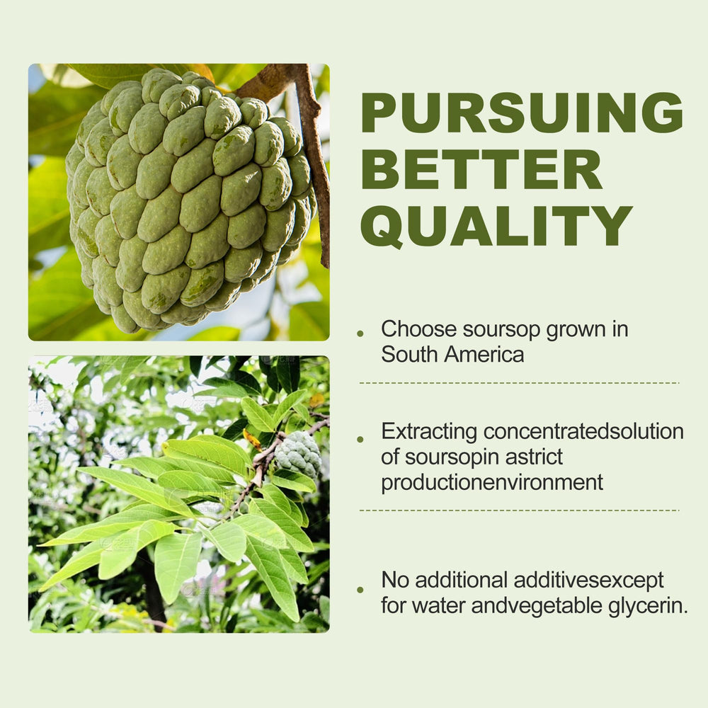 Soursop liquid drops being added to a glass of water