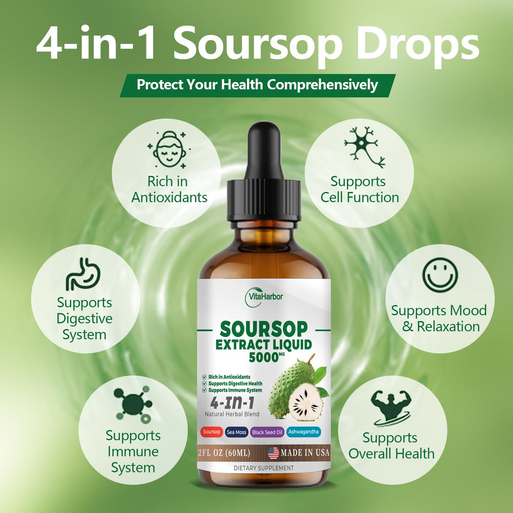 Soursop oil, sea moss, black seed oil, and ashwagandha ingredients