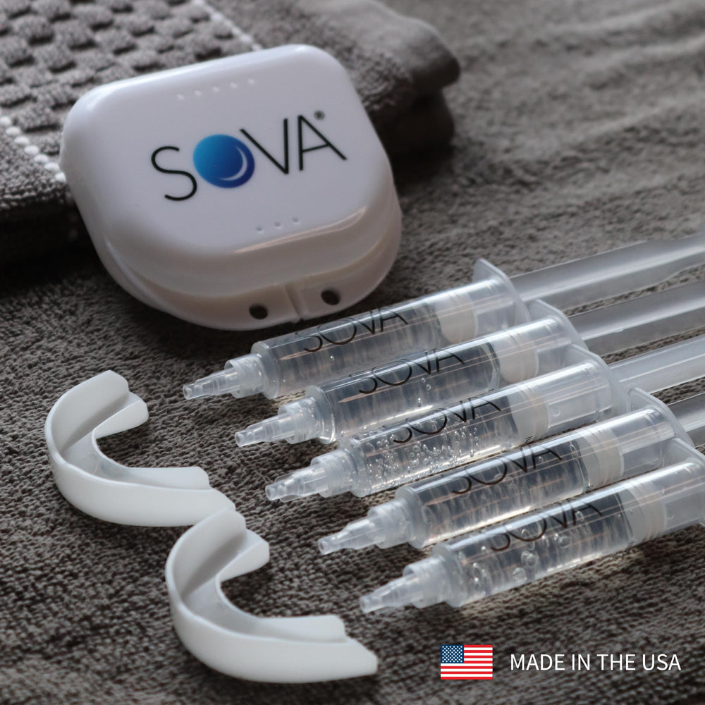 Inside view of SOVA White Teeth Whitening Kit contents
