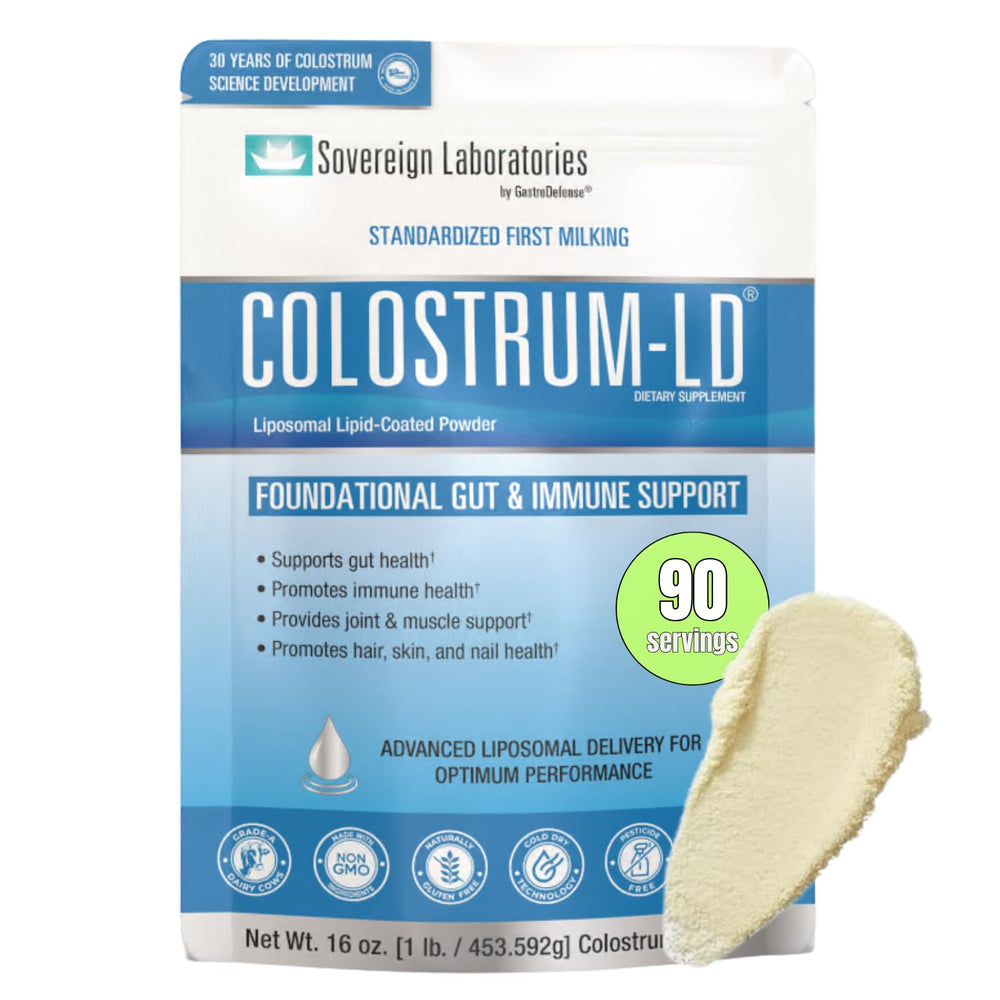 Bottle of Sovereign Laboratories Colostrum-LD liposomal delivery powder