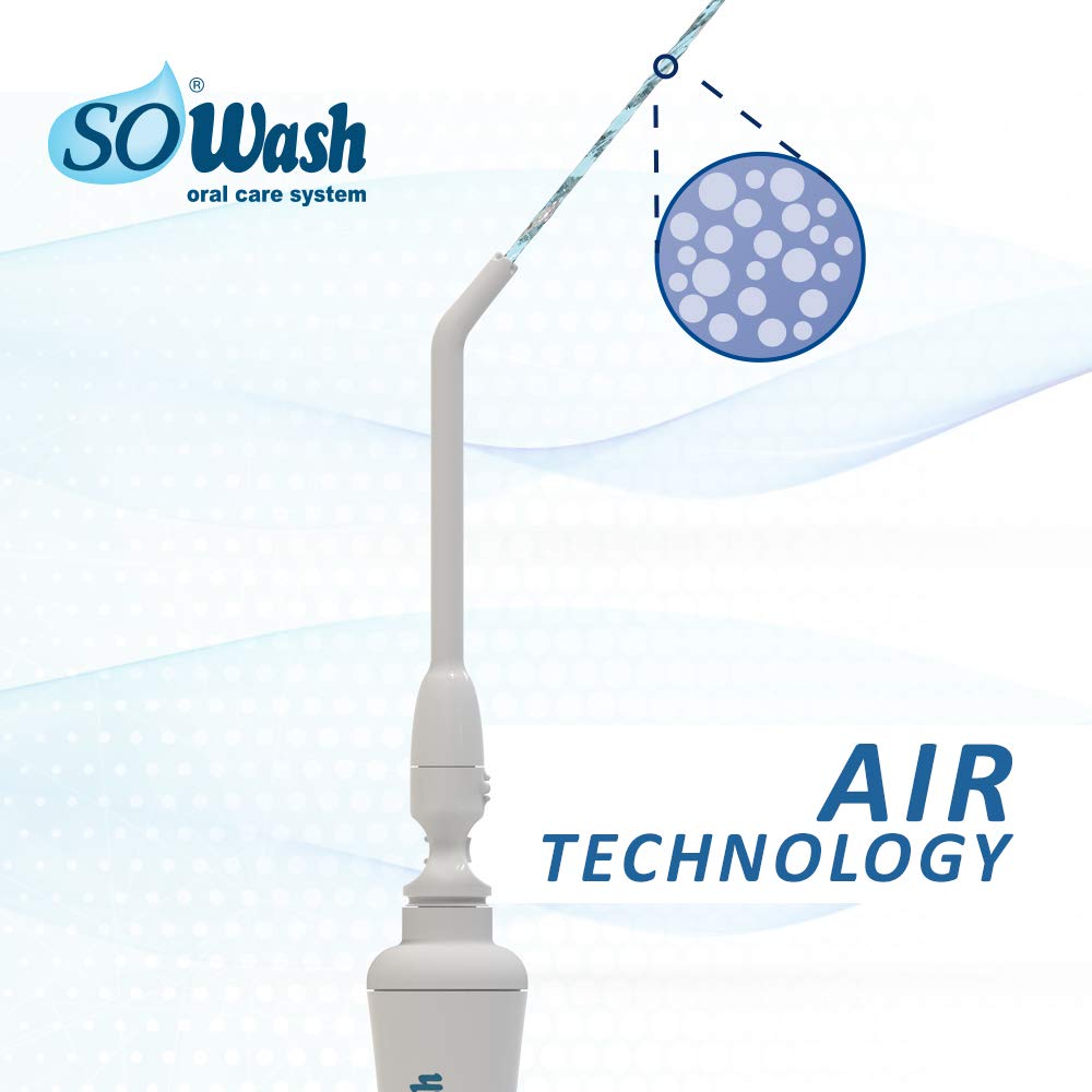 Rotating air head cleans interdental spaces