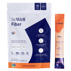 Hero image of SoWell Fiber Apple Cinnamon Drink Mix in a 14-stick box