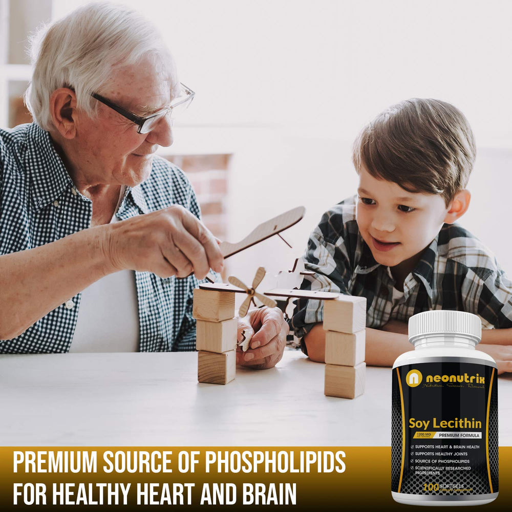 Label showing 1200 mg per capsule on Neonutrix Soy Lecithin