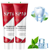 SP-10 Probiotic Whitening Toothpaste packaging and tube in a 2-pack