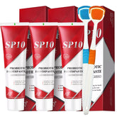 SP 10 Probiotic Whitening Toothpaste tube with push-down design