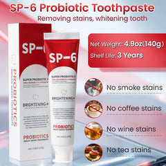 Close-up of toothpaste showing probiotic whitening action