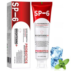 SP 6 Probiotic Whitening Toothpaste bottle on white background