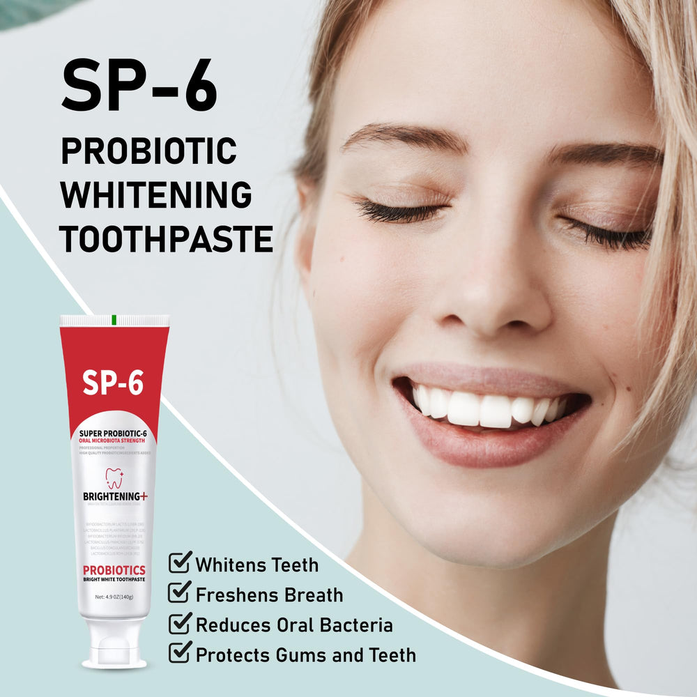 Illustration showing balanced oral microbiota with six probiotics
